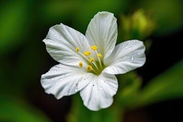 Poster - closeup of a beautiful white flower growing in nature