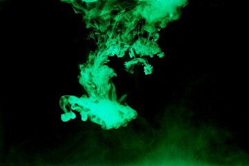 Wall Mural - Green colorful dye on black background,Art abstract smoke texture,Colored liquid dye,Splash paint,Abstract color,Abstract Textures	