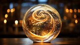 Fototapeta Kosmos - Craft an intricate photograph of a glass globe surrounded by a spiral of light, representing the energy vortex of sustainable practices