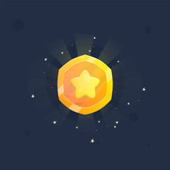 Game UI Coin Game Icon Cartoon Golden Star Reward Vector Design