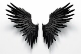 Fototapeta Pokój dzieciecy - 3d black wings isolated on white with clipping path. Generative AI
