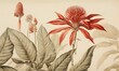 Plant drawings showing flowers and leaves, beach art, edwardian beauty, digital prints, tonga art, typical zhou dynasty