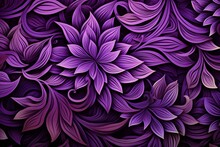 Abstract Purple Floral Wallpaper Background. Generative AI