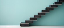Black Stairs Isolated On A Isolated Pastel Background Copy Space