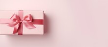 Birds Eye View Of A White Gift Box On Isolated Pastel Background Copy Space Of Considerable Height And Width