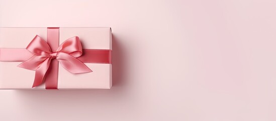 Aufkleber - Birds eye view of a white gift box on isolated pastel background Copy space of considerable height and width
