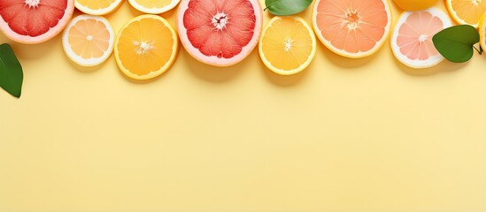 Poster - Citrus slices with spices isolated pastel background Copy space