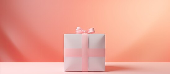 Aufkleber - Birds eye view of a white gift box on isolated pastel background Copy space of considerable height and width