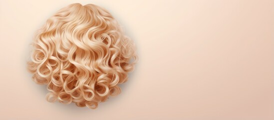 Poster - Blond hair in a circle shape captured against a isolated pastel background Copy space in isolation