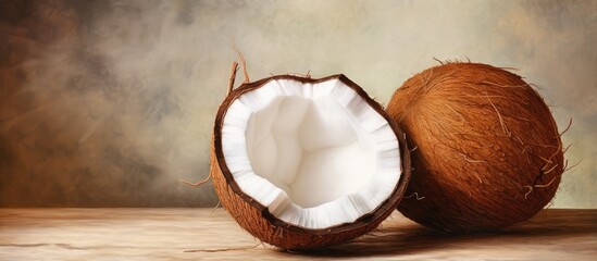 Poster - Coconut background in natural wallpaper isolated pastel background Copy space