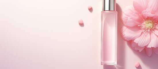 Poster - Beauty product container for liquid skin care serum isolated pastel background Copy space