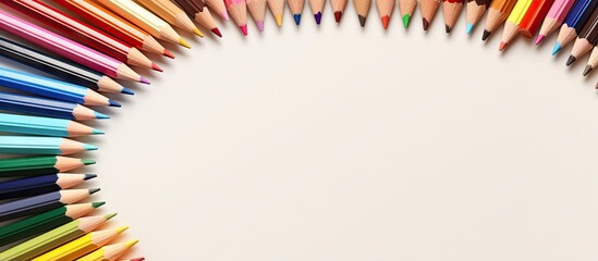 Aufkleber - Colored pencils frame isolated on a isolated pastel background Copy space