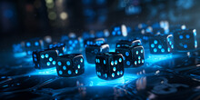 3d Illustration Closeup Of A Pair Of Blue Dices Over Dark Background Blue Dice