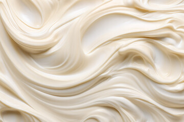 Wall Mural - A close-up of white sour cream with a creamy and rippled texture