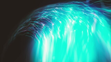Poster - Abstract Glowing 3d Light Strokes Background/ 4k animation of an abstract wallpaper background of glowing 3d light strokes with depth of field and following motion path trajectory