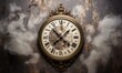 Antique style roman wall clock with smoke splash background, Generative Ai