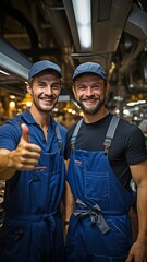 mechanics giving the thumbs up while holding a spanner.