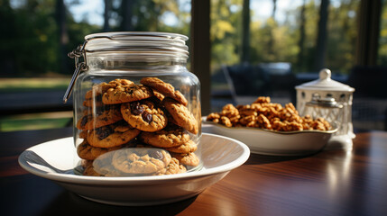 Wall Mural - chocolate cookies in glass jar