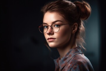 shot of a beautiful young woman wearing glasses and with her hair back