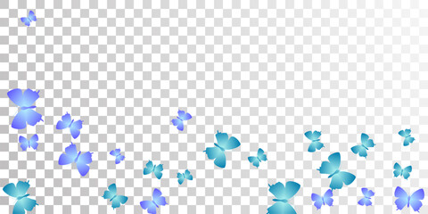 Wall Mural - Tropical blue butterflies cartoon vector wallpaper. Summer pretty moths. Detailed butterflies cartoon kids background. Tender wings insects patten. Tropical beings.