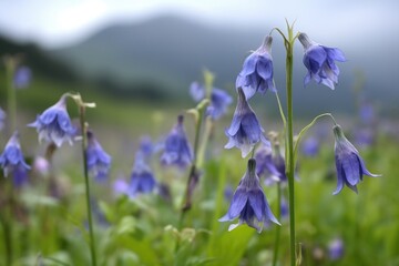 Poster - closeup of bluebell flowers growing in a field