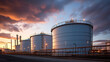 © sopiangraphics - An oil storage tank set against a blue sky with lights.