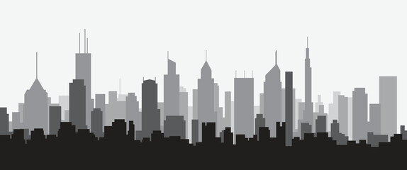 Wall Mural - Modern City Skyline on white background. Real estate business concept.