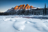Fototapeta Góry - Castle Mountain in winter, Banff National Park, Alberta