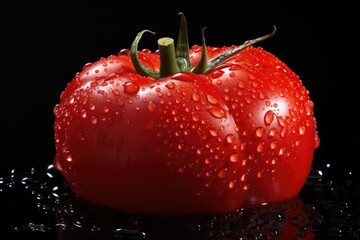 Sticker - a single, fresh tomato with drops of water on it