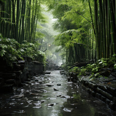 Sticker -  A hidden bamboo forest its slender stalks swaying
