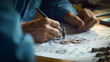 © JKLoma - Engineer technician designing drawings mechanical parts engineering Engine