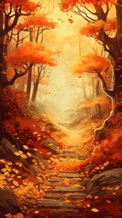 Wall Mural - Autumn or fall background. Vertical image