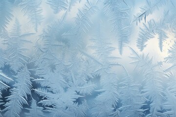 Wall Mural - close-up of frost patterns on a cold winter window