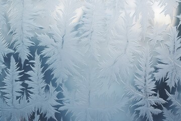 Wall Mural - close-up image of a frosted window displaying unique ice crystals