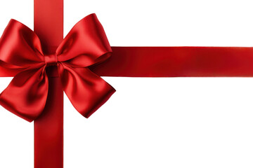 Wall Mural - red ribbon bow isolated transparent background, png, christmas present wrapping