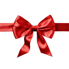 Wall Mural - Red ribbon bow isolated transparent background, PNG, Christmas present wrapping