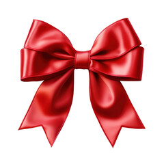 Wall Mural - red ribbon bow isolated transparent background, png, christmas present wrapping