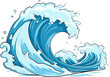 Sea wave. Vector Illustration of blue ocean wave with white foam. Isolated cartoon splash