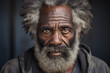 © deagreez - Generative AI close up portrait of old sad unhappy afro man looking straight into the camera