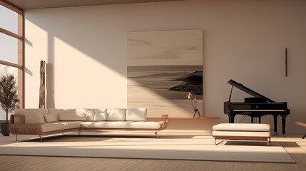 Wall Mural - Contemporary 3D living room interior with modern furniture, generated by AI