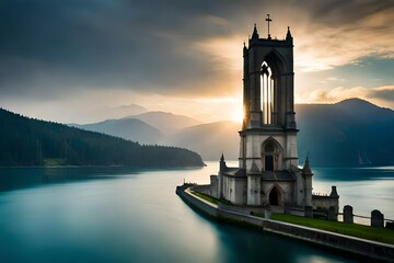 Church tower in the evening