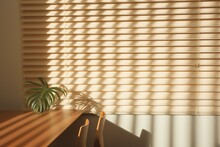 Realistic Shadow Overlay Of Blinds On Wall. Generative AI