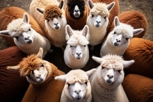 Several Alpacas Looking Up Staying In A Circle