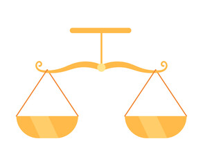 Poster - Scales of justice semi flat colour vector object. Balancing. Editable cartoon clip art icon on white background. Simple spot illustration for web graphic design