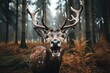 surprised deer in the forest - funny animal picture - astonished wild animal - hilarious picture of a deer - generative ai