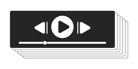 Fototapete - Retro 90s audio playback flat monochrome isolated vector object. Music app playlist. Audio player. Editable black and white line art drawing. Simple outline spot illustration for web graphic design