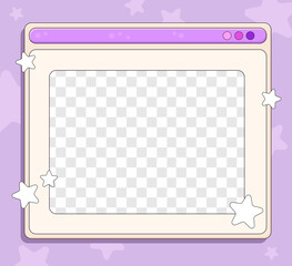 Poster - Retro computer open window, dialog screen with empty frame for pictures, vector illustration in 2000s aesthetics.