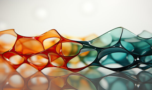 Futuristic colored background with transparent abstract model.