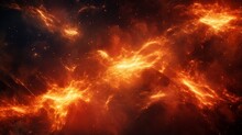 Background Of Fractal Art With Fire And Sparks. Volcanic Eruption Or Fireworks
