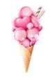 Digital illustration of hand painted pink sweet ice cream